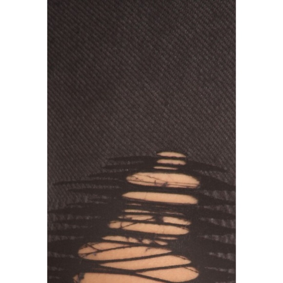 Lady's Distressed Vintage Washed Leggings Black - Picture 4 of 5